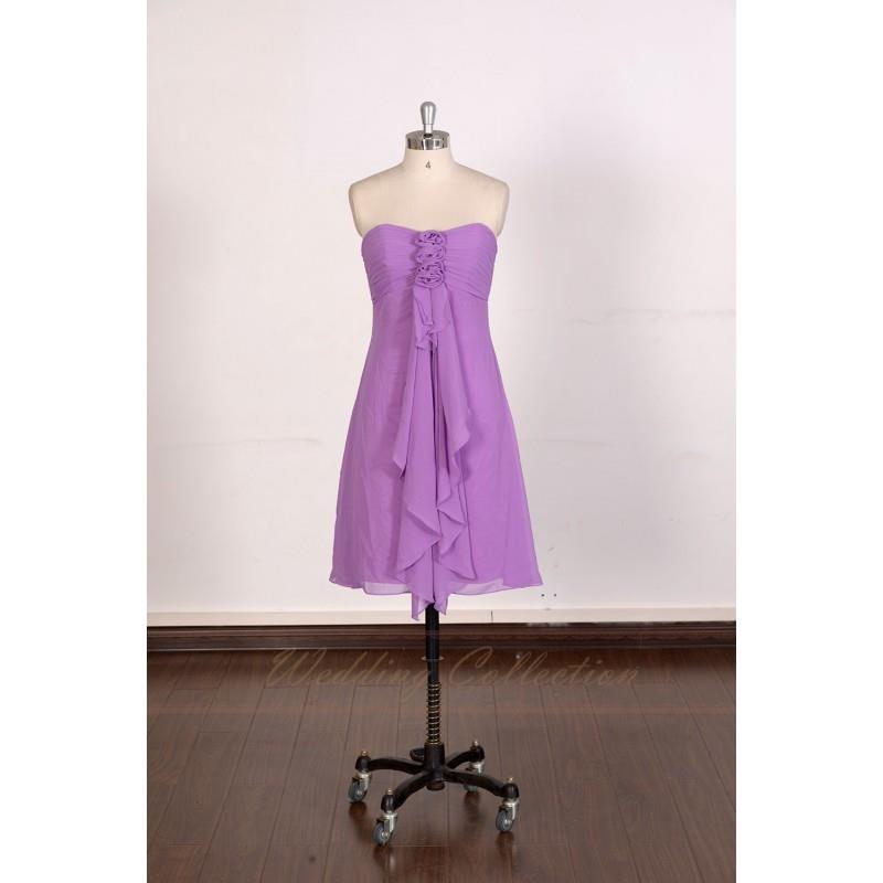 My Stuff, Lilac Bridesmaid Dress with Handmade Chiffon Flowers Knee Length - Hand-made Beautiful Dre