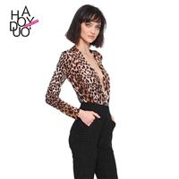 Sexy Printed Low Cut Crossed Straps Leopard Summer 9/10 Sleeves T-shirt - Bonny YZOZO Boutique Store