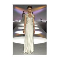 David Fielden - 2013 - Sleeveless Silk Satin Sheath Wedding Dress with a Petal Detail Bodice - Stunn