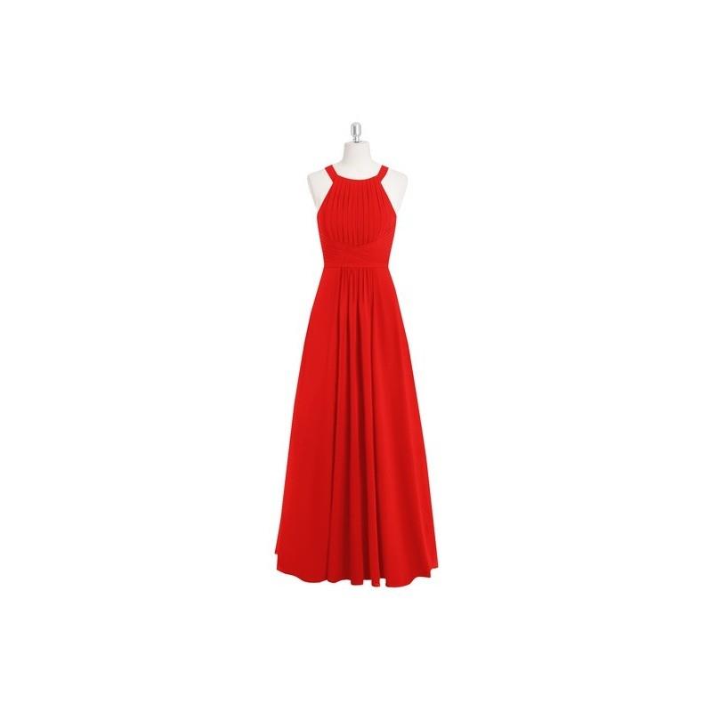My Stuff, Red Azazie Winona - Keyhole Floor Length Halter Chiffon Dress - Charming Bridesmaids Store