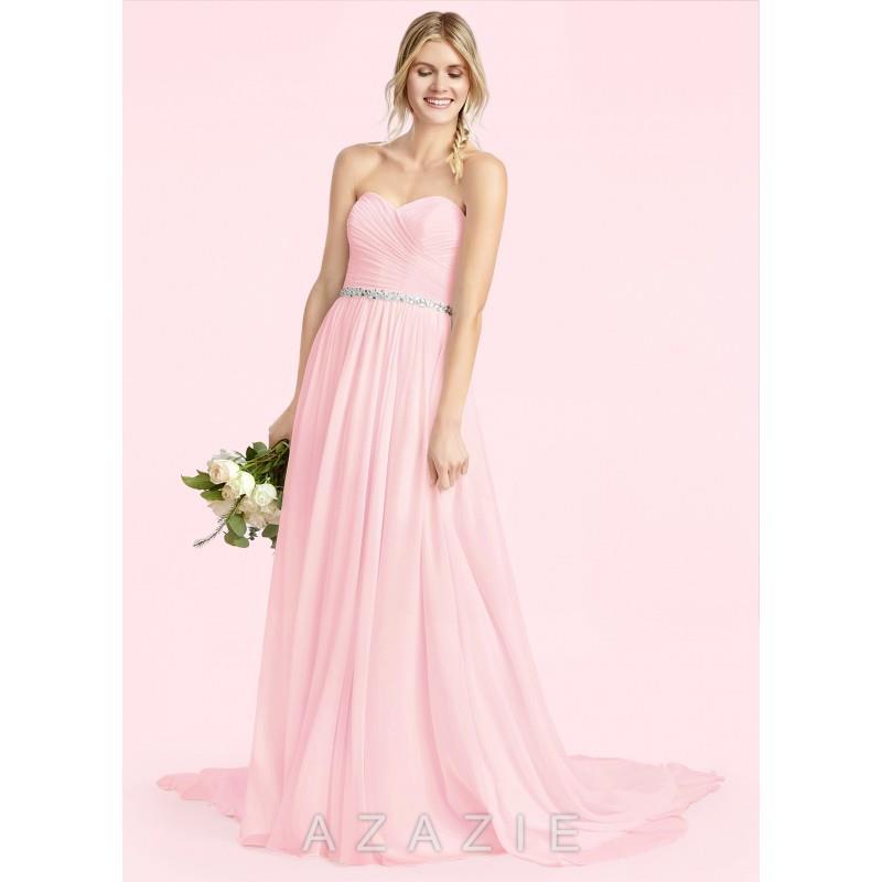 wedding, Blushing_pink Azazie Effie BG - Back Zip Chiffon Sweetheart Court Train - Simple Bridesmaid