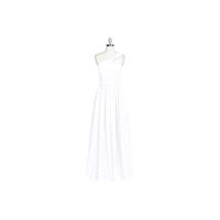 White Azazie Vanessa - Floor Length Chiffon Back Zip One Shoulder - Simple Bridesmaid Dresses & Easy