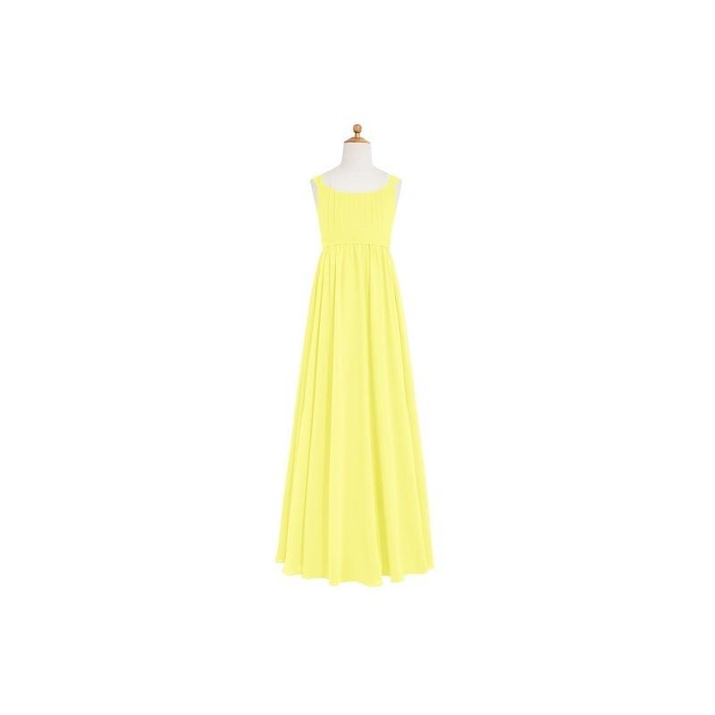 My Stuff, Lemon Azazie Tiana JBD - Chiffon Scoop Bow/Tie Back Floor Length Dress - Charming Bridesma