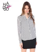 Office Wear Attractive Slimming Horizontal Stripped Fall 9/10 Sleeves Blouse - Bonny YZOZO Boutique