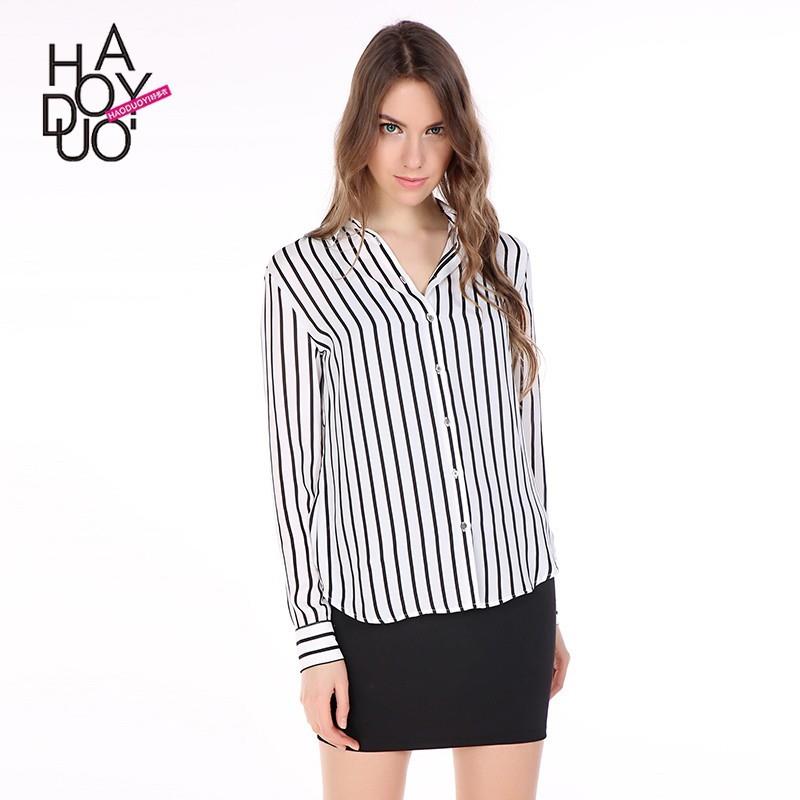 My Stuff, Office Wear Attractive Slimming Horizontal Stripped Fall 9/10 Sleeves Blouse - Bonny YZOZO