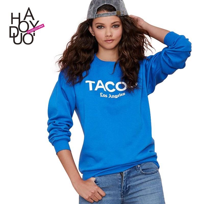 My Stuff, TACOS letters print Sweatshirt loose boyfriend style ribbed crewneck Turtleneck Sweater -