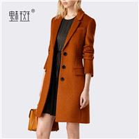 2017 retro simple woolen cloth coat winter new style women's wool coat long bi-fold wallets - Bonny