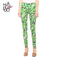 Vogue Printed Green Leaves Flexible Tight - Bonny YZOZO Boutique Store