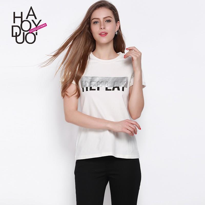 My Stuff, Casual Vogue Printed Short Sleeves Alphabet T-shirt - Bonny YZOZO Boutique Store