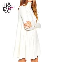 Ladies fall 2017 new plus size Turtleneck Long Sleeve slim base long dress - Bonny YZOZO Boutique St