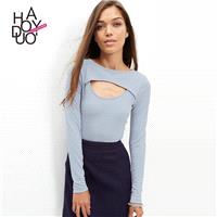 2017 summer dress New Fashion Sexy basic T-Shirt hollow out slim fit Long Sleeve T-Shirt female - Bo