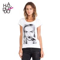 Must-have Printed Slimming Short Sleeves Famous People Alphabet T-shirt - Bonny YZOZO Boutique Store