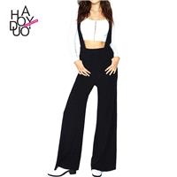 Ladies fall 2017 new stylish high waist wide leg trousers braces jumpsuit - Bonny YZOZO Boutique Sto