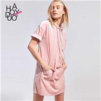 School Style Vogue Simple Short Sleeves Summer Dress Hoodie Hat - Bonny YZOZO Boutique Store