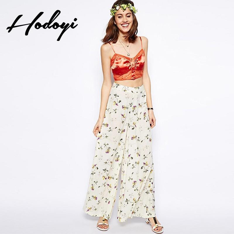 My Stuff, Oversized Vogue Simple Printed High Waisted Chiffon Floral Vegetation Fall Casual Wide Leg