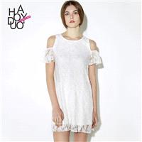 Sweet Fresh Off-the-Shoulder Summer Frilled Lace Dress - Bonny YZOZO Boutique Store
