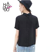 Black chiffon shirt women's short sleeve summer shirt 2017 new style fashion cultivate one's moralit