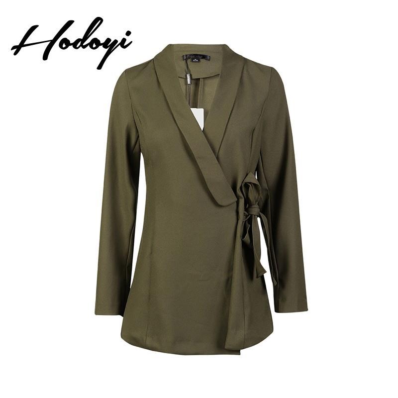 wedding, Vogue Attractive Slimming V-neck One Color Fall Tie Casual 9/10 Sleeves Coat - Bonny YZOZO