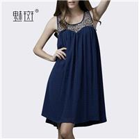 New summer and put a solid color t cut fold long sleeveless vest plus size chiffon dress - Bonny YZO