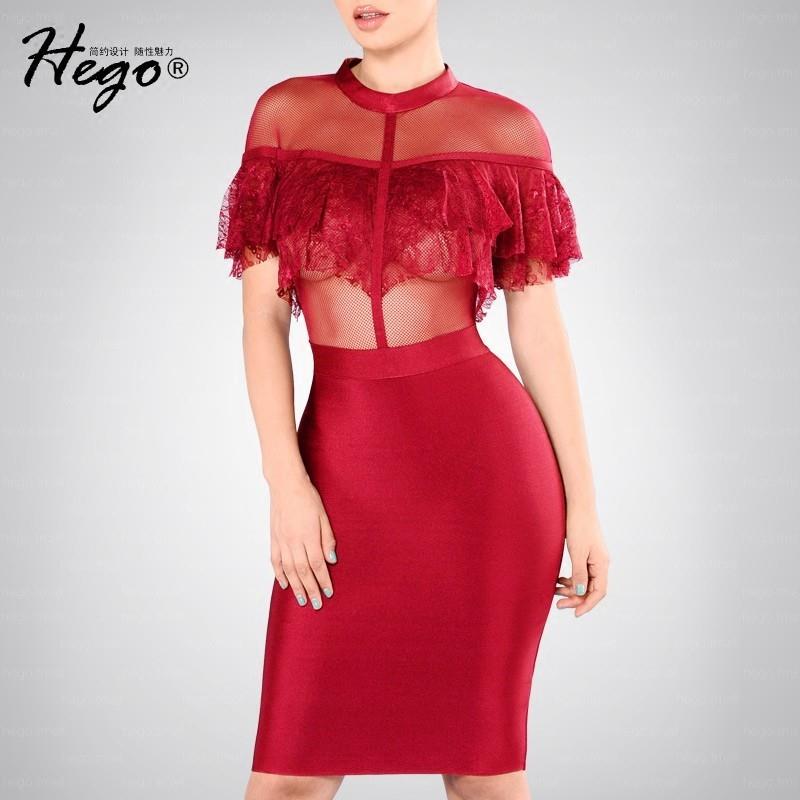 My Stuff, Sexy Seen Through Split Front Slimming Fall Lace Formal Wear Dress Basics - Bonny YZOZO Bo