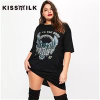 Punk Printed Plus Size Summer Short Sleeves Dress T-shirt - Bonny YZOZO Boutique Store