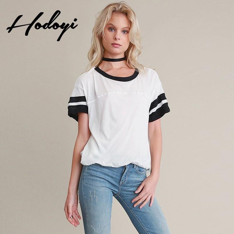 My Stuff, Oversized Vogue Sexy Split Front Black & White Summer Comfortable Short Sleeves T-shirt -