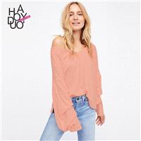 Oversized Vogue Drop Shoulder One Color Fall Casual T-shirt - Bonny YZOZO Boutique Store