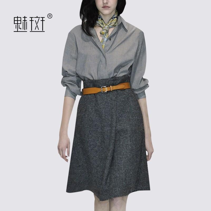 My Stuff, Office Wear Vogue Attractive Fine Lady Fall Casual Outfit Twinset Blouse Skirt - Bonny YZO