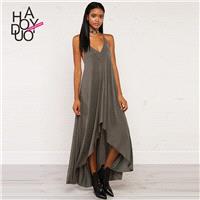 2017 summer New Women's Sexy V-neck Backless loose big hem strap dress - Bonny YZOZO Boutique Store