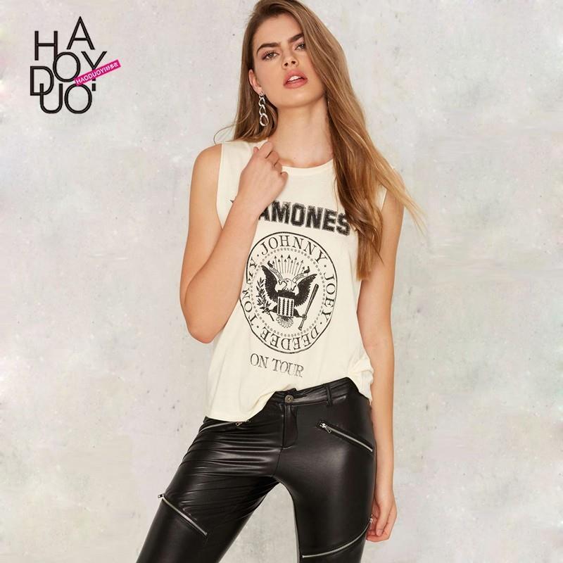 My Stuff, Vogue Printed Sleeveless Cartoon Casual T-shirt - Bonny YZOZO Boutique Store