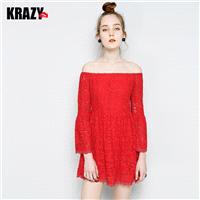 Flare Sleeves Bateau Lace Dress - Bonny YZOZO Boutique Store