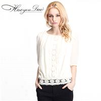 Sweet Hollow Out Scoop Neck 1/2 Sleeves Lace Blouse Chiffon Top - Bonny YZOZO Boutique Store