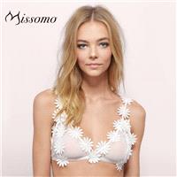 Vogue Sexy Seen Through Split Front Tulle Daisy Floral One Color Lace Underwear Bra - Bonny YZOZO Bo