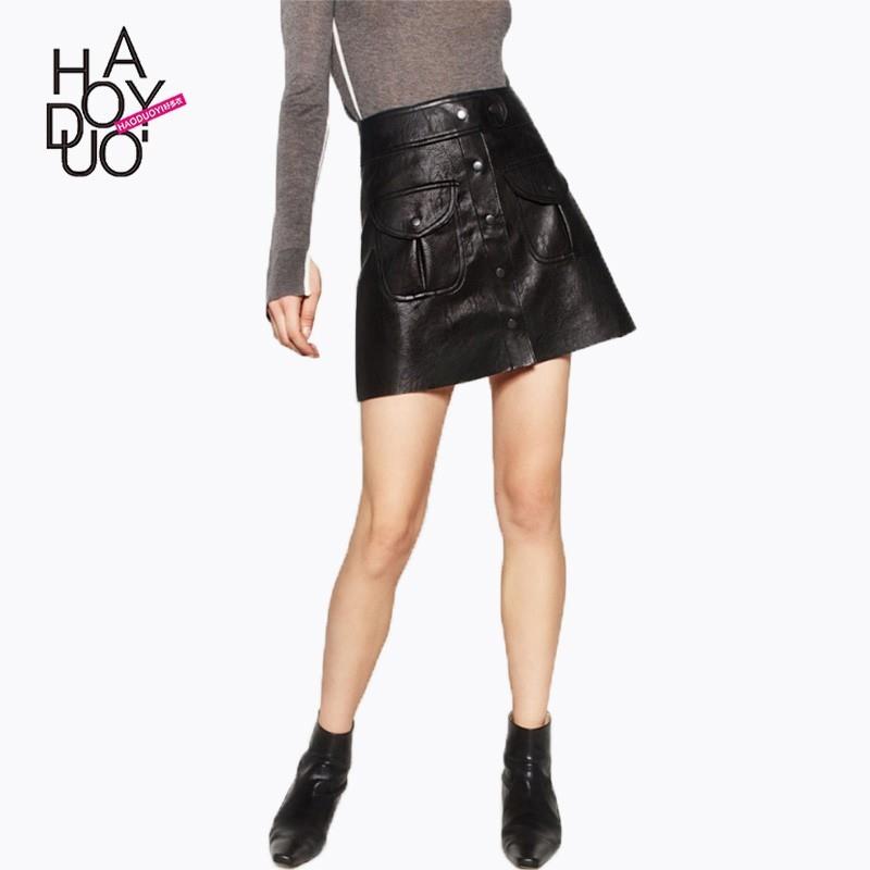 My Stuff, Fall 2017 women new fashion solid color short single breasted Pocket skirt - Bonny YZOZO B