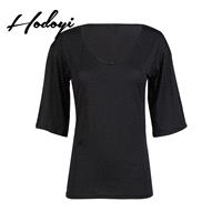 Must-have Oversized Vogue Simple Slimming 1/2 Sleeves One Color Summer T-shirt - Bonny YZOZO Boutiqu