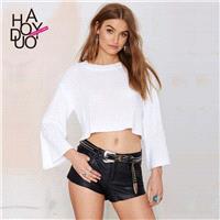 Vogue Hollow Out Long Sleeves Seen Through Crop Top Knitted Sweater Sweater - Bonny YZOZO Boutique S