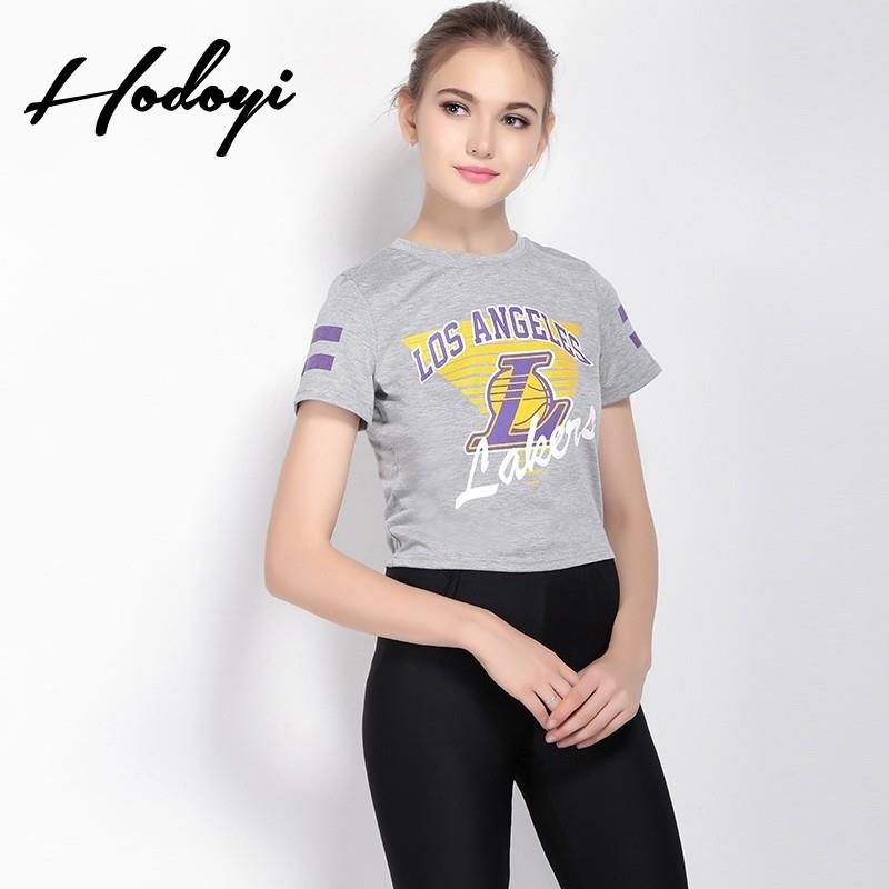 My Stuff, Vogue Sport Style Printed Slimming Scoop Neck Alphabet Summer Casual Short Sleeves T-shirt