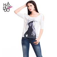 Must-have Vogue Printed 1/2 Sleeves Famous People Fall Casual T-shirt - Bonny YZOZO Boutique Store