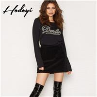 Oversized Vogue Printed Scoop Neck Alphabet Fall Comfortable Casual 9/10 Sleeves Hoodie - Bonny YZOZ