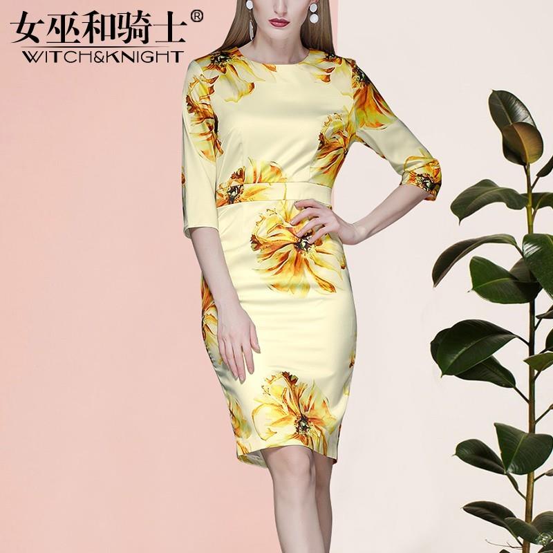 My Stuff, Vogue Attractive Printed Slimming Curvy 3/4 Sleeves It Girl Spring Dress - Bonny YZOZO Bou
