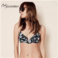 Vogue Sexy Mature Lady Printed Split Front Floral Tie Frilled Underwear Swimsuit Bikini Bra - Bonny