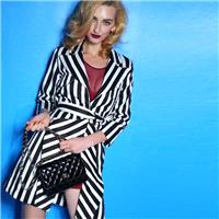 Fall 2014 lapel trench coat striped coats long striped coat 862 - Bonny YZOZO Boutique Store