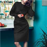 Spring 2017 new high-end fashion simple skinny-tie round neck long dress women - Bonny YZOZO Boutiqu