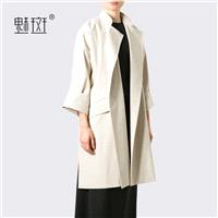 2017 autumn new classic lapel simple loose casual coat long women's windbreaker - Bonny YZOZO Boutiq