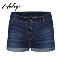 Must-have Vogue Simple Slimming High Waisted Pocket Cowboy One Color Summer Short - Bonny YZOZO Bout