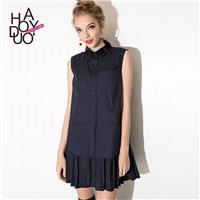 School Style Sweet Split Front Pleated Blouse Dress - Bonny YZOZO Boutique Store