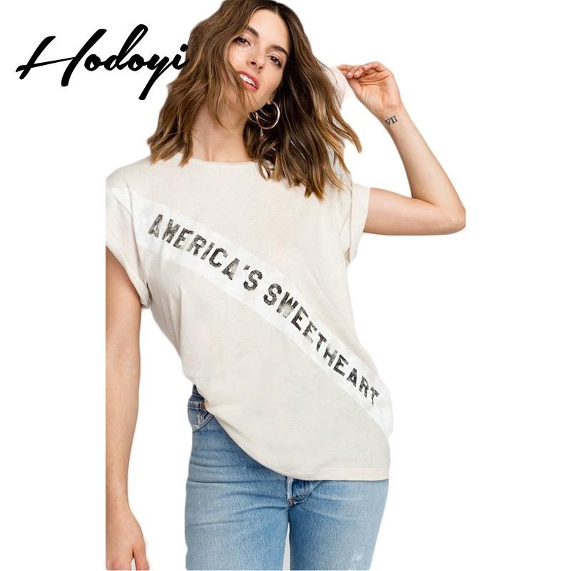 My Stuff, Must-have Oversized Vogue Printed Scoop Neck Alphabet Summer Casual Short Sleeves T-shirt