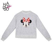 Vogue Printed Scoop Neck Cartoon Fall 9/10 Sleeves Hoodie - Bonny YZOZO Boutique Store