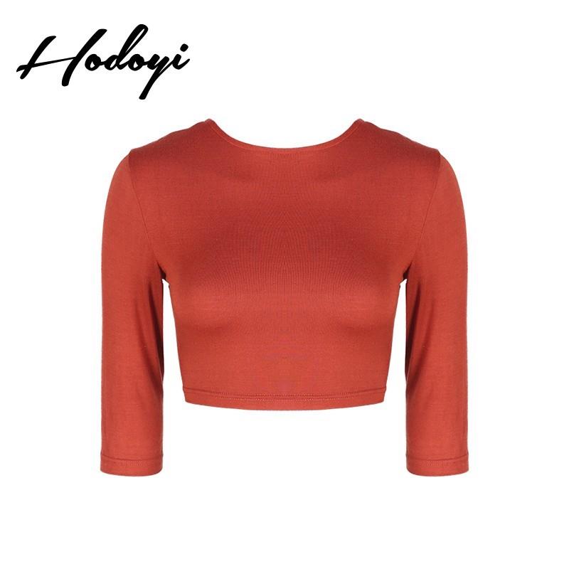 My Stuff, Must-have Vogue Sexy Open Back 3/4 Sleeves One Color Fall Tie Knitted Sweater - Bonny YZOZ