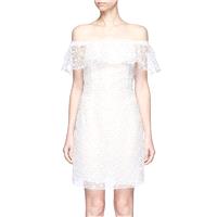 Vogue Embroidery Bateau Off-the-Shoulder Chiffon Floral Frilled Dress - Bonny YZOZO Boutique Store